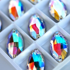 Большие кристаллы OVAL 15*32 мм АВ - 12 штук