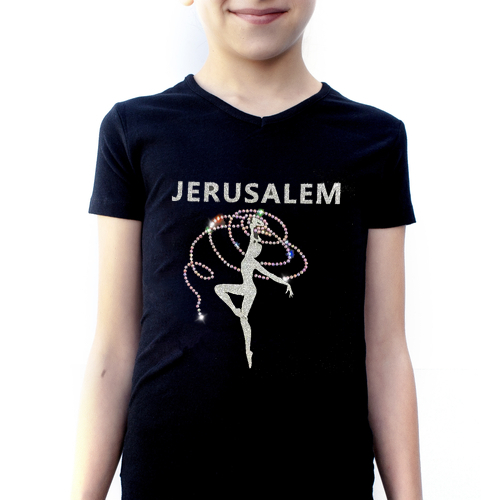 Черная футболка с коротким рукавом  JERUSALEM