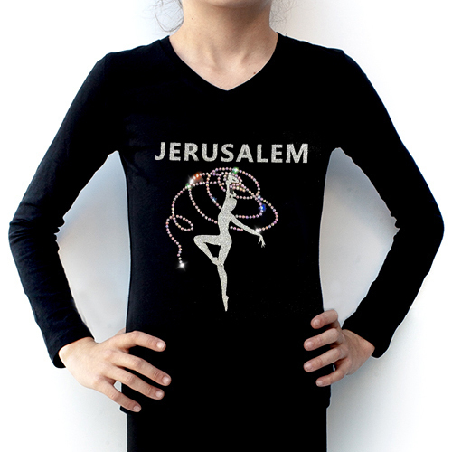черная футболка с длинным рукавом JERUSALEM
