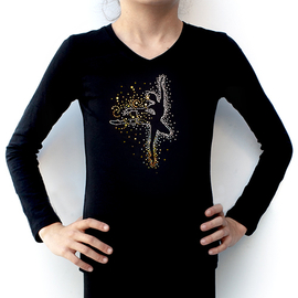 Черная футболка с длинным рукавом Золотая Балерина