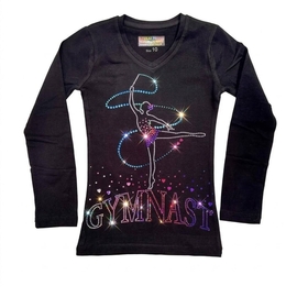 черная футболка с длинным рукавом MULTICOLOR